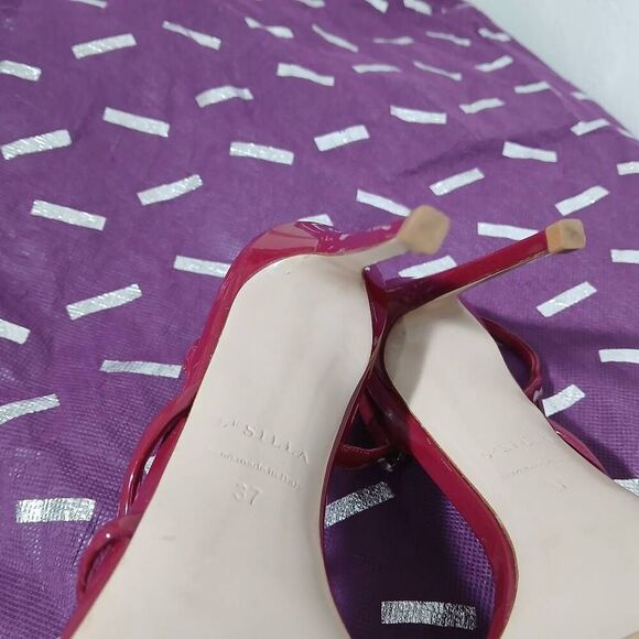 Le silla womens size 38 us 6.5 maroon slingback pump stiletto sandals Italian - Picture 8 of 8